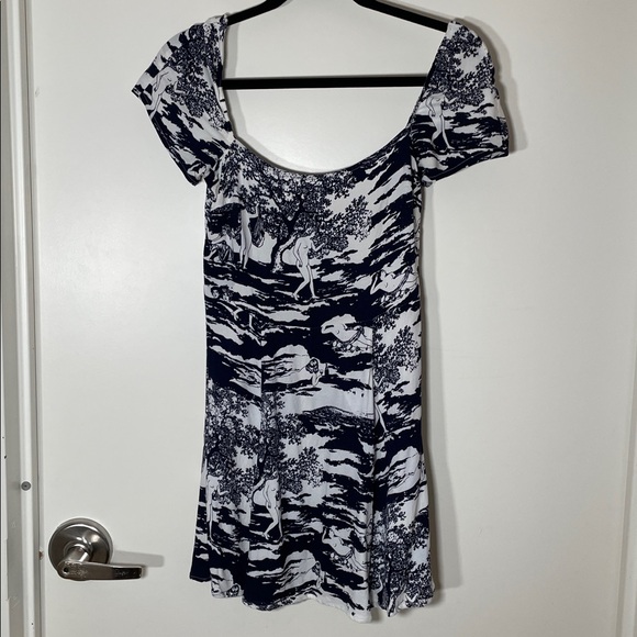 Reformation telluride dress Navy and White Toile Mini Dress 4 - Picture 3 of 8